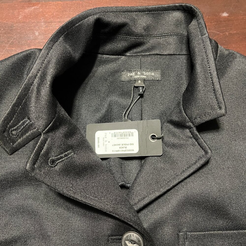RAG & BONE SID COTTON PIQUE JACKET BLAZER SIZE 8 - Picture 3 of 13
